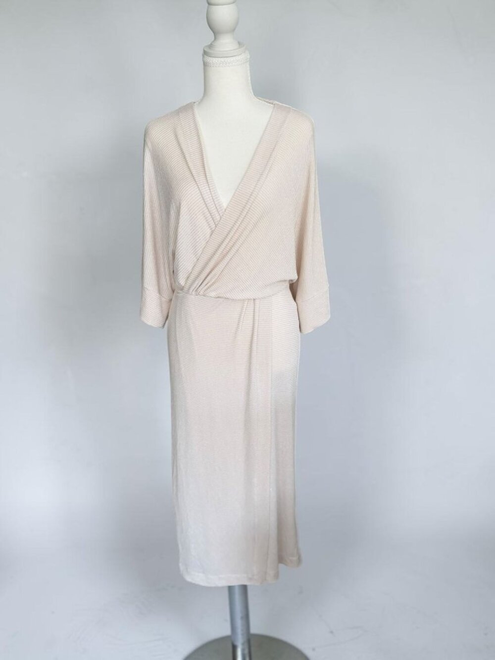 MAS ANIMALE Rose Gold Nude Semi Sheer Maxi Dress Size Medium NEW NWT
